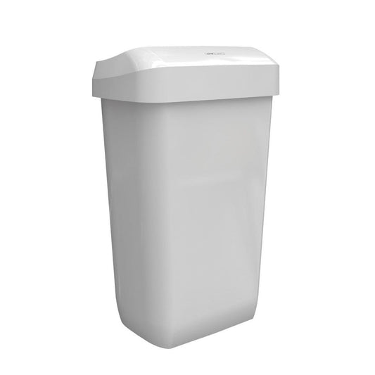 Die Abbildung zeigt einen weißen, rechteckigen CWS ParadiseLine Abfallbehälter Paper Bin (23 l) von CWS mit leicht gewölbtem Deckel vor einem schlichten weißen Hintergrund.