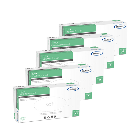 MaiMed-soft latex tutkimushanskat, ei-steriilit, puuteri, 100 kpl/laatikko