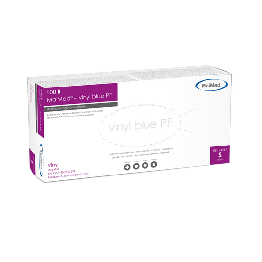 MaiMed-vinyylisininen PF, ei-steriilit, puuterittomat vinyylitutkintakäsineet 100 kpl/laatikko