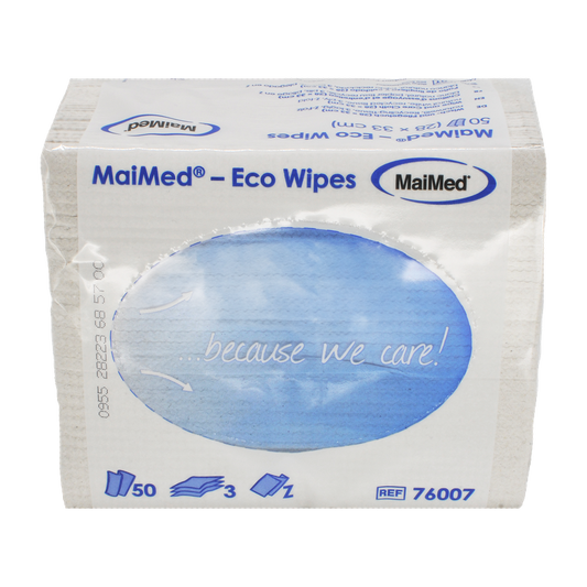 MaiMed- Eco Wipes - pyyhintä- ja hoitoliina, 28x33cm kierrätysliina, luonnonvalkoinen, 3-kerroksinen, 50 kpl/pakkaus | Pakkaus (50 kpl)