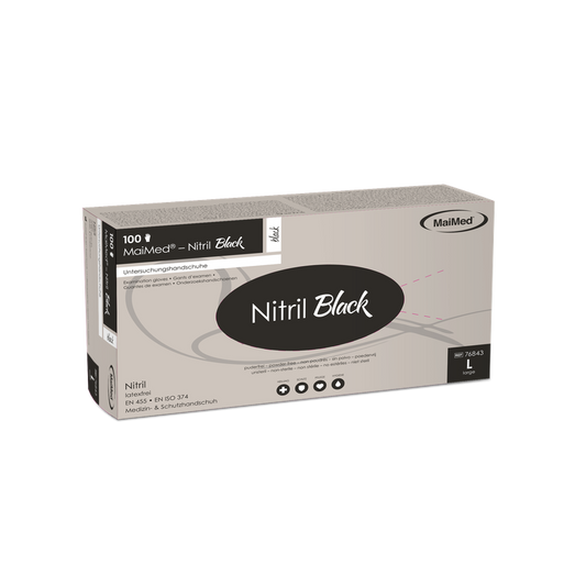 MaiMed-Nitrile Black mustat, ei-steriilit puuterittomat, lateksittomat käsineet 100 kpl/laatikko