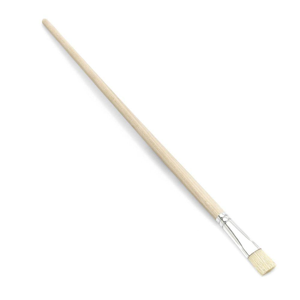 Nölle Profi -sivellin, jossa on Gussow-sivellin, vaalea puinen varsi, valkoinen metallipidike ja puhtaat vaaleat kiinalaiset harjakset, on vinosti valkoiselle asetettu – ihanteellinen monille maalaustekniikoille. Merkki: Nölle Profi Brush Bürsten- & Pinseltechnik e.K.