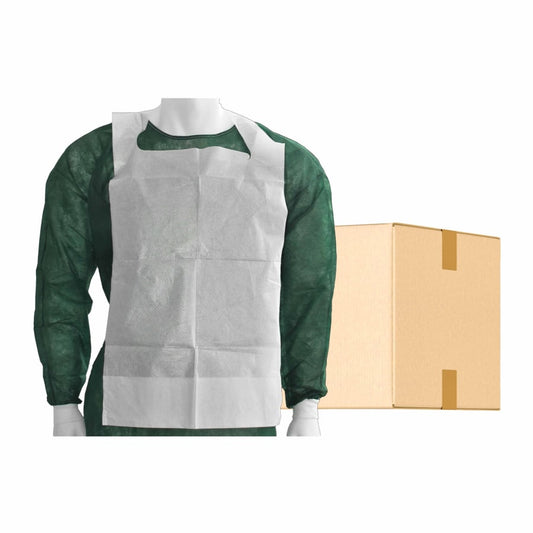 MaiMed kertakäyttöiset ruokalaput keräilytaskulla, valkoinen, 66x37 cm - 100 kpl/pakkaus | Pakkaus (100 kpl)