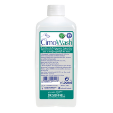 Die 1.000 ml Flasche Dr. Schnell CIMOWASH Antimikrobielle Waschlotion von DR.SCHNELL GmbH & Co. KGaA mit weißer Kappe und detailliertem, mehrsprachigem Etikett für sanfte Reinigung und Hautschutz.