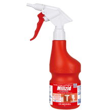 Ein roter Dr. Schnell Handsprüher leer 600 ml von DR.SCHNELL GmbH & Co. KGaA mit blau-weiß-rotem deutschem Etikett zur Verwendung als Reinigungsmittel.