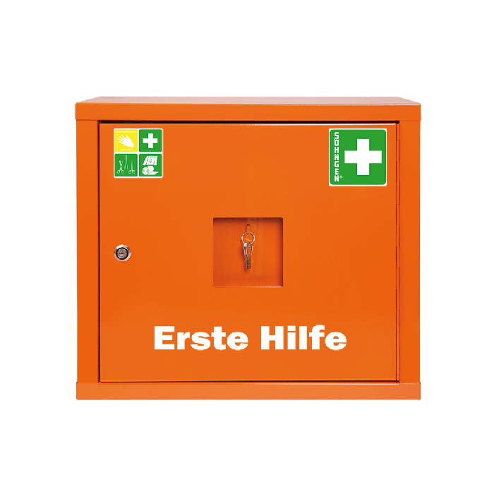 Verbandschrank JUNIORSAFE orange mit Füllung nach ÖNORM Z 1020 1