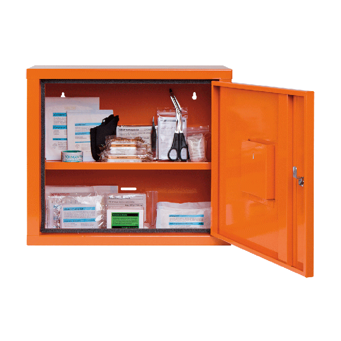 Verbandschrank JUNIORSAFE orange mit Füllung nach ÖNORM Z 1020 1
