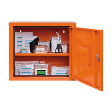 JUNIORSAFE-ensiapukaappi, oranssi, sisältäen tarvikkeet standardin ÖNORM Z 1020 1 mukaisesti