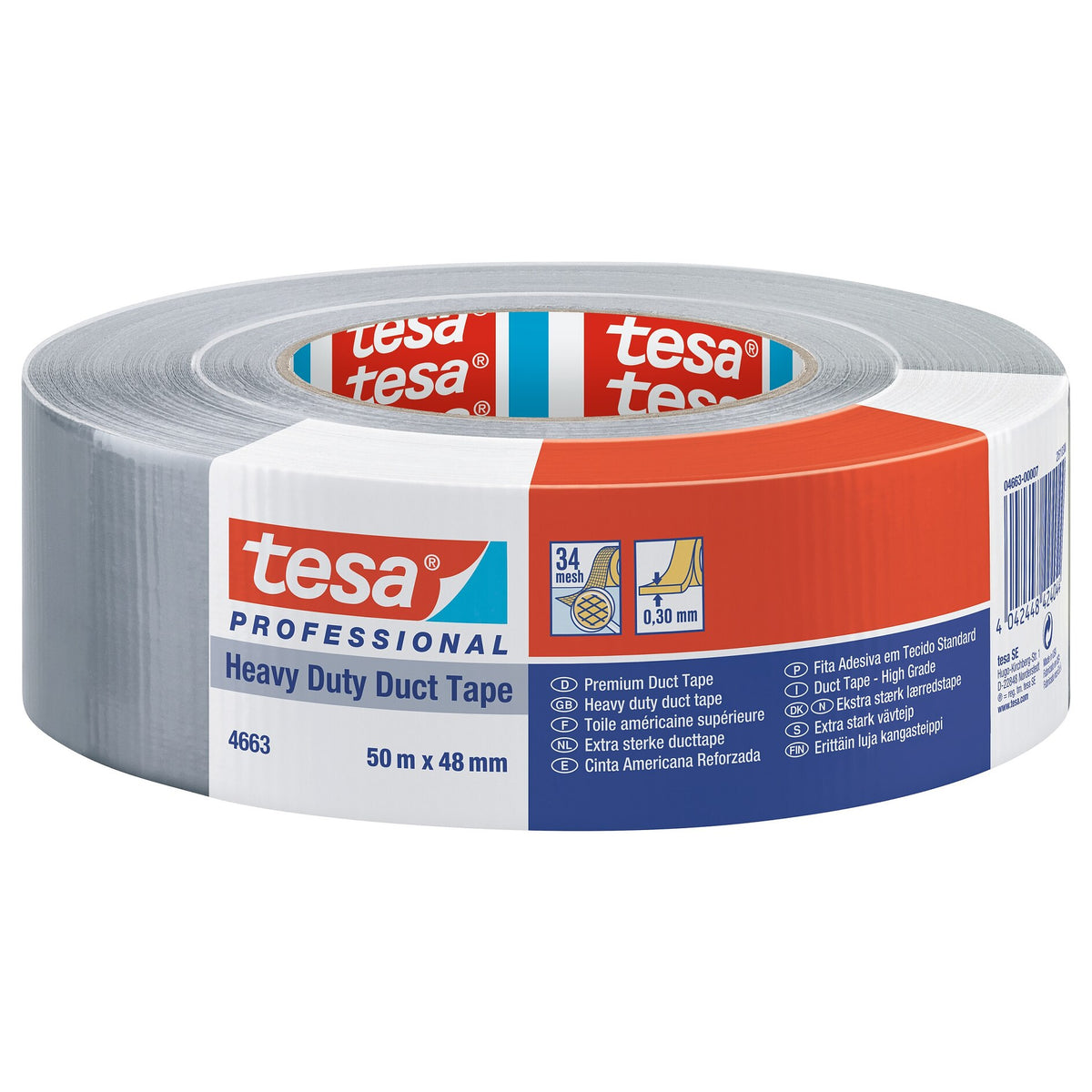 tesa Professional 4663 Premium Steinband, 50 m x 48 mm, silber-matt