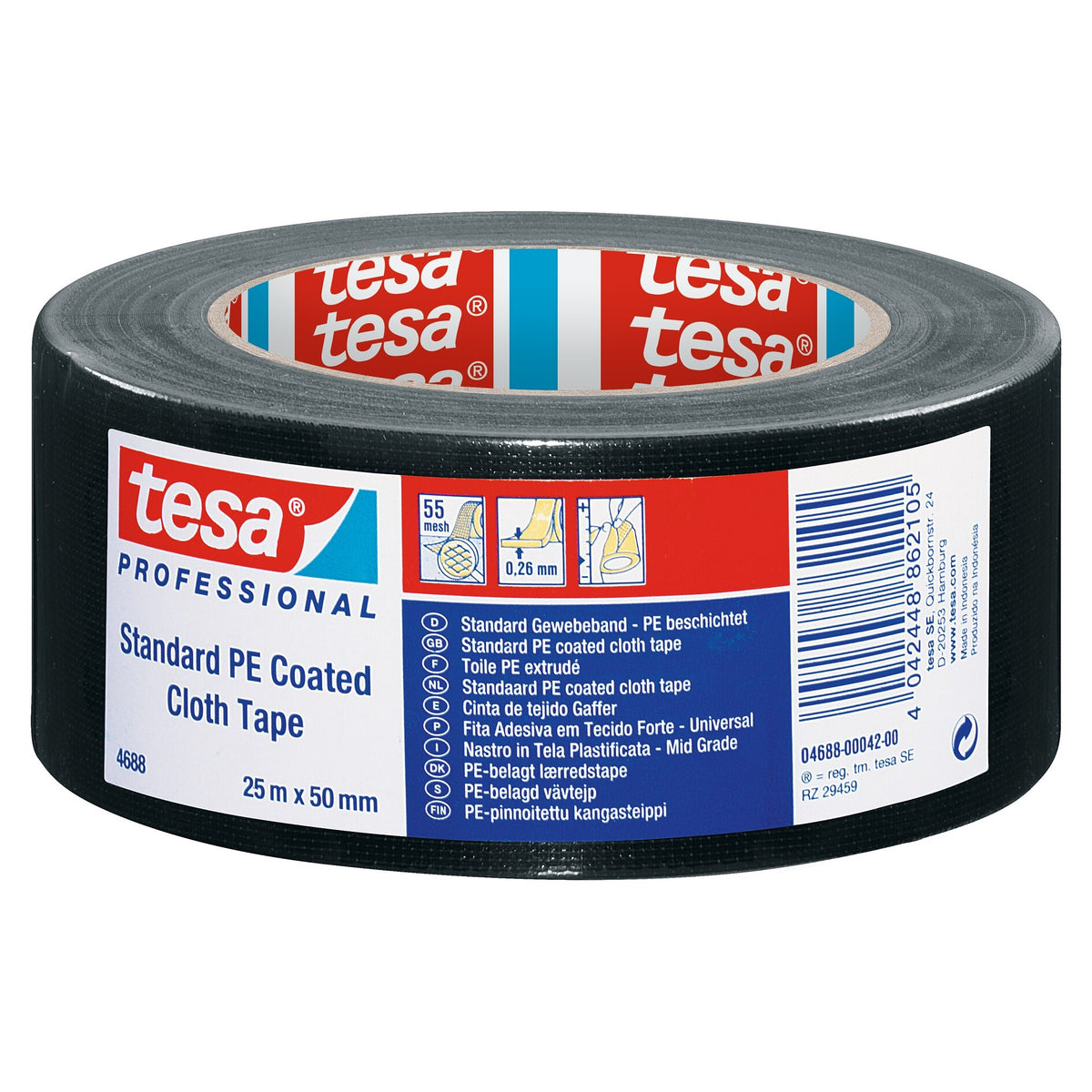 tesa Professional 4688 PE Reparaturband schwarz, 25 m x 50 mm