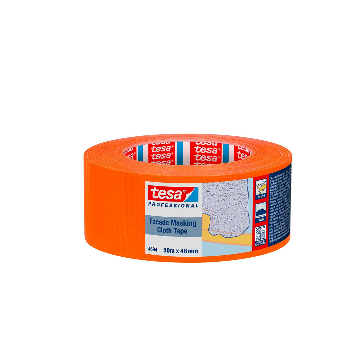 tesa Professional 4694PRO Facade Masking Fassaden-Abdeck-Gewebeband, orange 50 m x 48 mm