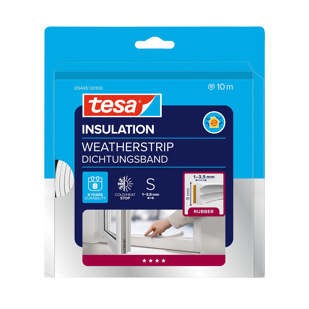 tesa INSULATION Dichtungsband Gummi S, weiß 10 m x 9 mm