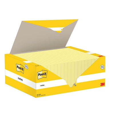 Keltainen laatikko Post-it®-muistilappuja (76 x 127 mm) 3M Deutschland GmbH:lta sisältää 16 lohkoa plus 4 ilmaista lohkoa, joissa on 100 keltaista arkkia. Sertifioitu 100% PEFC, ihanteellinen toimistotarvikkeisiin ja muistiinpanoihin työpaikalla tai kotona. Pakkaus: 1 kappale.