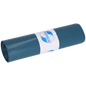 Ylös rullattu EMIL DEISS KG (GmbH + Co.) DEISS 10032 sininen roskapussirulla (25 pussia, 630x800x0,05 mm) "PREMIUM"-etiketillä on kuvattu yksinkertaisella valkoisella taustalla.