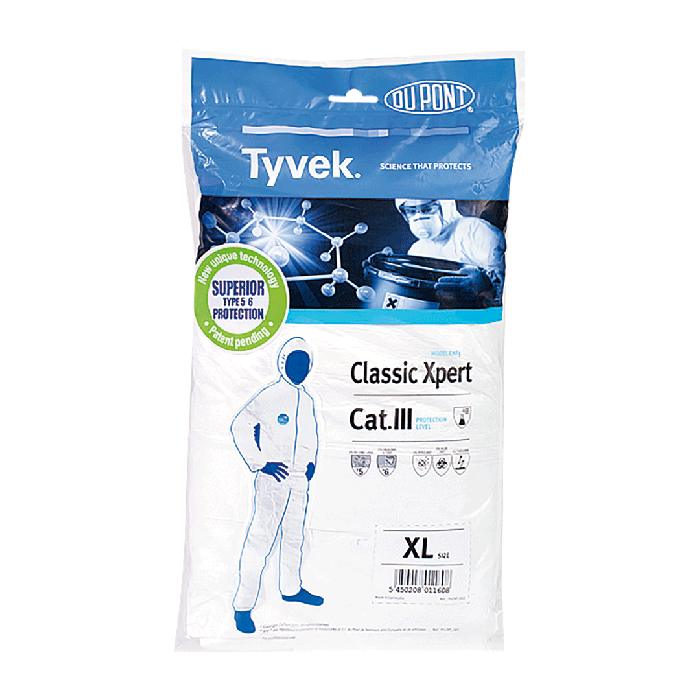 Tyvek® Classic Xpert Schutz- overall Kat.III Typ 5-6 Gr.XXL