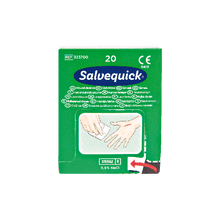 Salvequick-haavanpuhdistuspyyhkeet, 20 kpl:n laatikko, 20 laatikkoa kartonkipakkauksessa