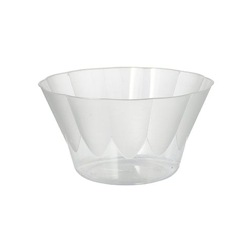 Starpak 10 jäätelö- ja jälkiruokakulhot pyöreät 400 ml, Ø 12 cm, 7 cm lasinkirkkaat muovikulhot (10 kappaletta) ovat hieman levenevät reunat ja tasainen pohja, ihanteellinen jälkiruokille, esitetty yksinkertaista valkoista taustaa vasten.