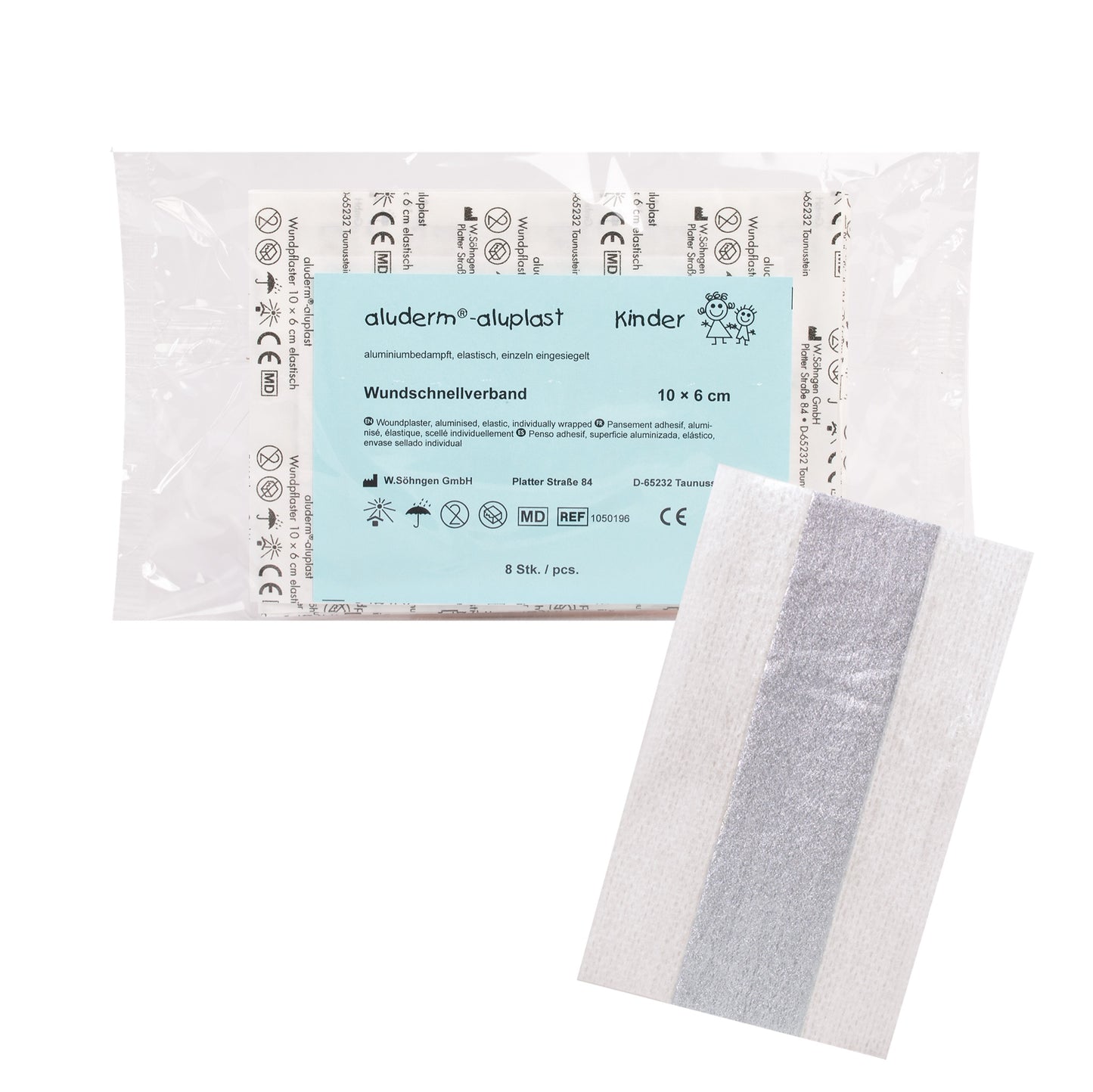 aluderm®-aluplast elastisch Kinder-Pflaster Set 8 Stück 10 x 6 cm
