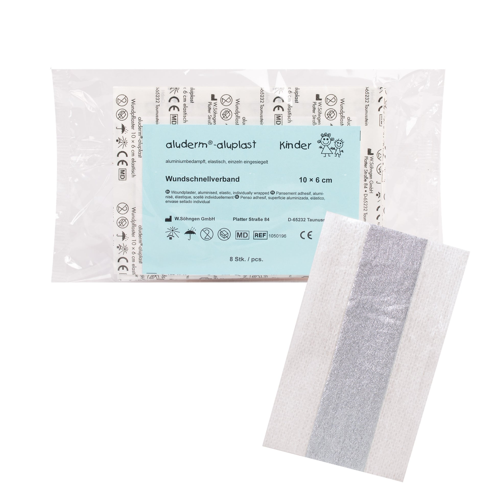 aluderm®-aluplast elastisch Kinder-Pflaster Set 8 Stück 10 x 6 cm