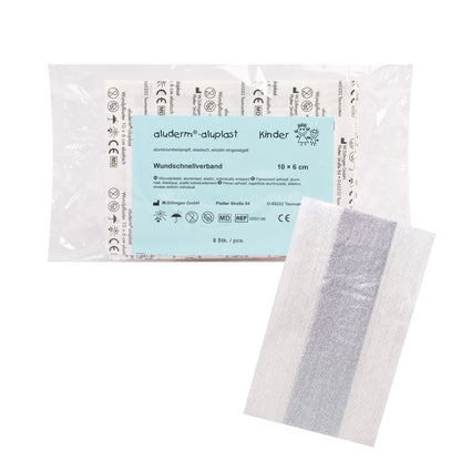 aluderm®-aluplast elastisch Kinder-Pflaster Set 8 Stück 10 x 6 cm