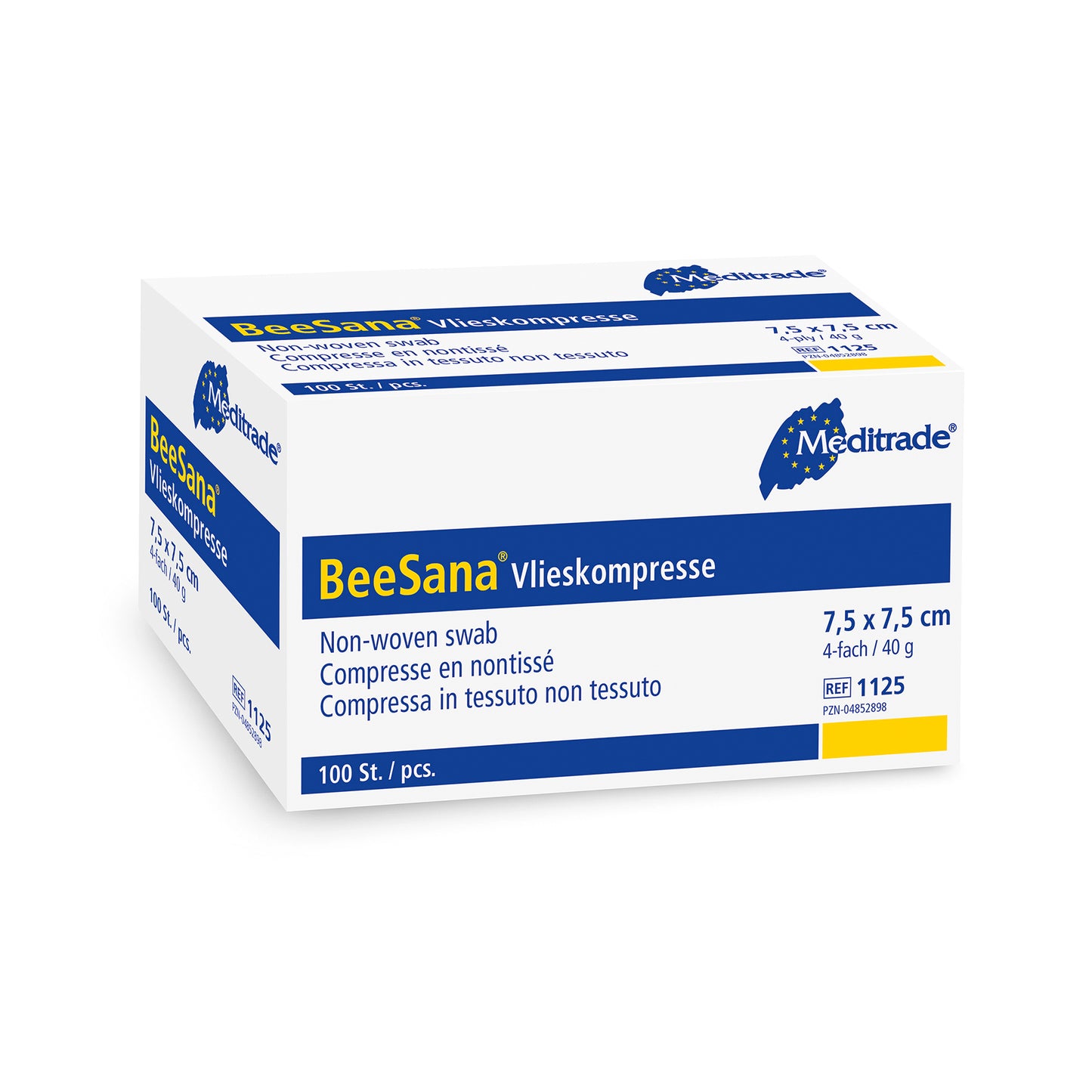 BeeSana® fleecepakkaus, ei-steriili, 4-kertainen, 40 g, 7,5 x 7,5 cm | Pakkaus (100 kpl)