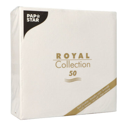 PAPSTAR 50 lautasliinaa "ROYAL Collection" 1/4-taitto, valkoinen, PAPSTAR GmbH:lta sisältää 50 korkealaatuista paperilautasliinaa, jotka ovat suurellisessa 40 x 40 cm koossa.