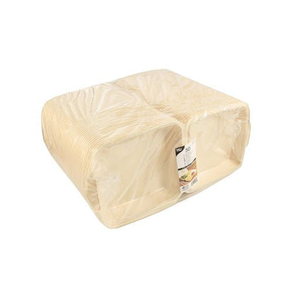 Pino Starpak 50 -ateriabokseja taittokannella, XPS beige laminoitu, ihanteellinen ruokapakkauksena, pakattu läpinäkyvään muoviin, jossa on Starpak-tuotetiketti etupuolella.