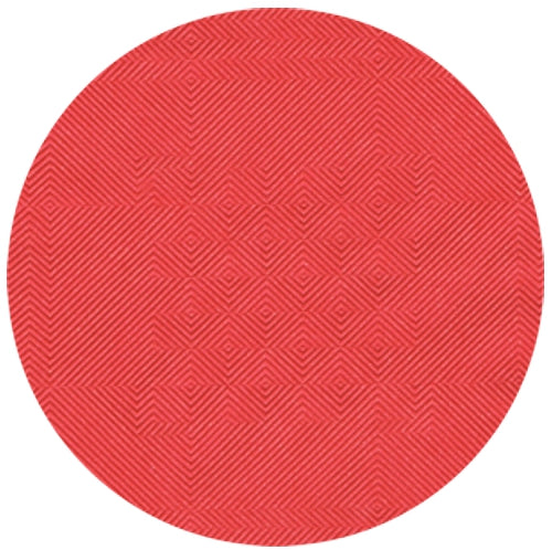 Damastipainetussa paperipöytäliinassa (50 m x 1 m, PAPSTAR GmbH) on pyöreä punainen pinta, jossa on rakenteellinen geometrinen damastikuvio – ihanteellinen juhlatilaisuuksiin.