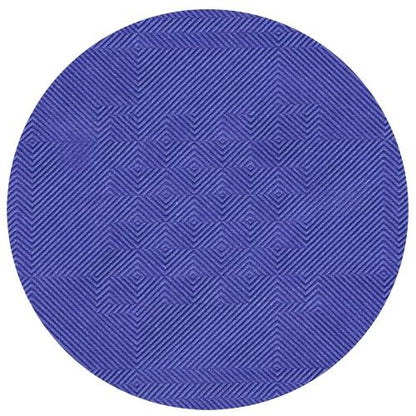 Damastipainettu paperipöytäliina (50 m x 1 m, PAPSTAR GmbH) on pyöreä, violetti pöytäliina, jossa on geometrinen kuvio viistoilla viivoilla ja timanttimuodoilla, jotka luovat rakenteellisen optisen harhaefektin.