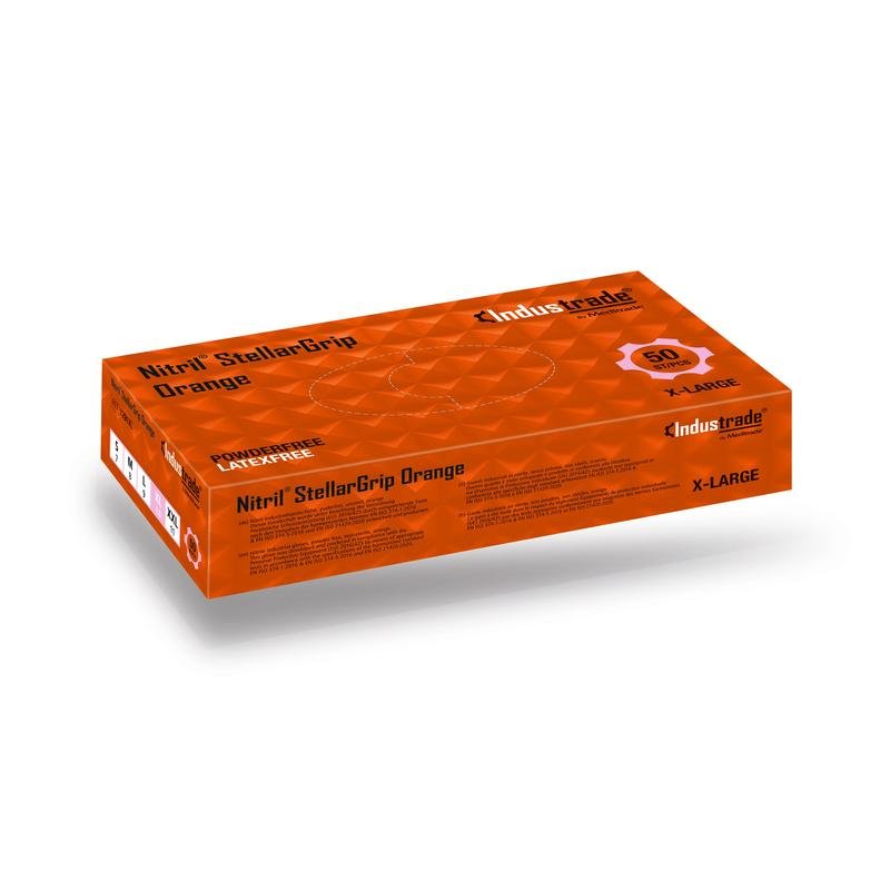 MediTrade STELLARGRIP, oranssi kertakäyttöinen hansikas nitriilistä