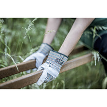 NITRAS SPLIT MASTER, lehmän haljasnahkakäsineet, vihreä / punainen / keltainen raidat / harmaa