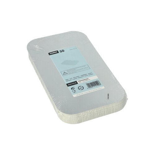 50 kappaleen pino Starpak-merkkisiä PP-pinnoitettuja kansia, koko 21,8 x 12,3 cm, on pakattu kutistekalvoon ja varustettu sinivalkoisella etiketillä, jossa on tuotetiedot ja viivakoodi.