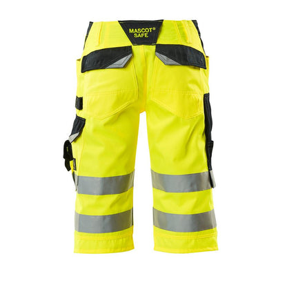 MASCOT® Luton kolmineljänneshousut, hi-vis keltainen/musta-sininen
