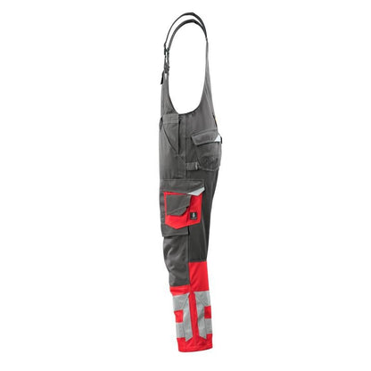 MASCOT® Sunderland Dungarees, tumma antrasiitti/hi-vis punainen