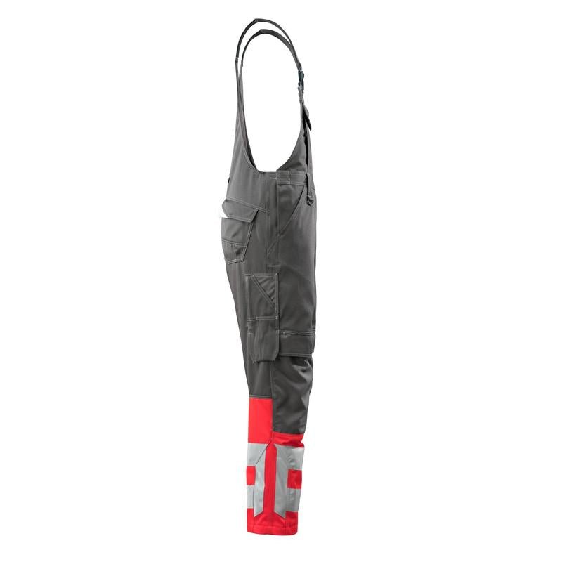 MASCOT® Sunderland Dungarees, tumma antrasiitti/hi-vis punainen