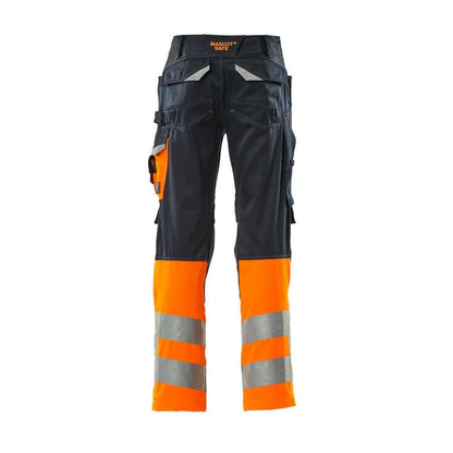 MASCOT® Leeds housut, musta sininen/hi-vis oranssi