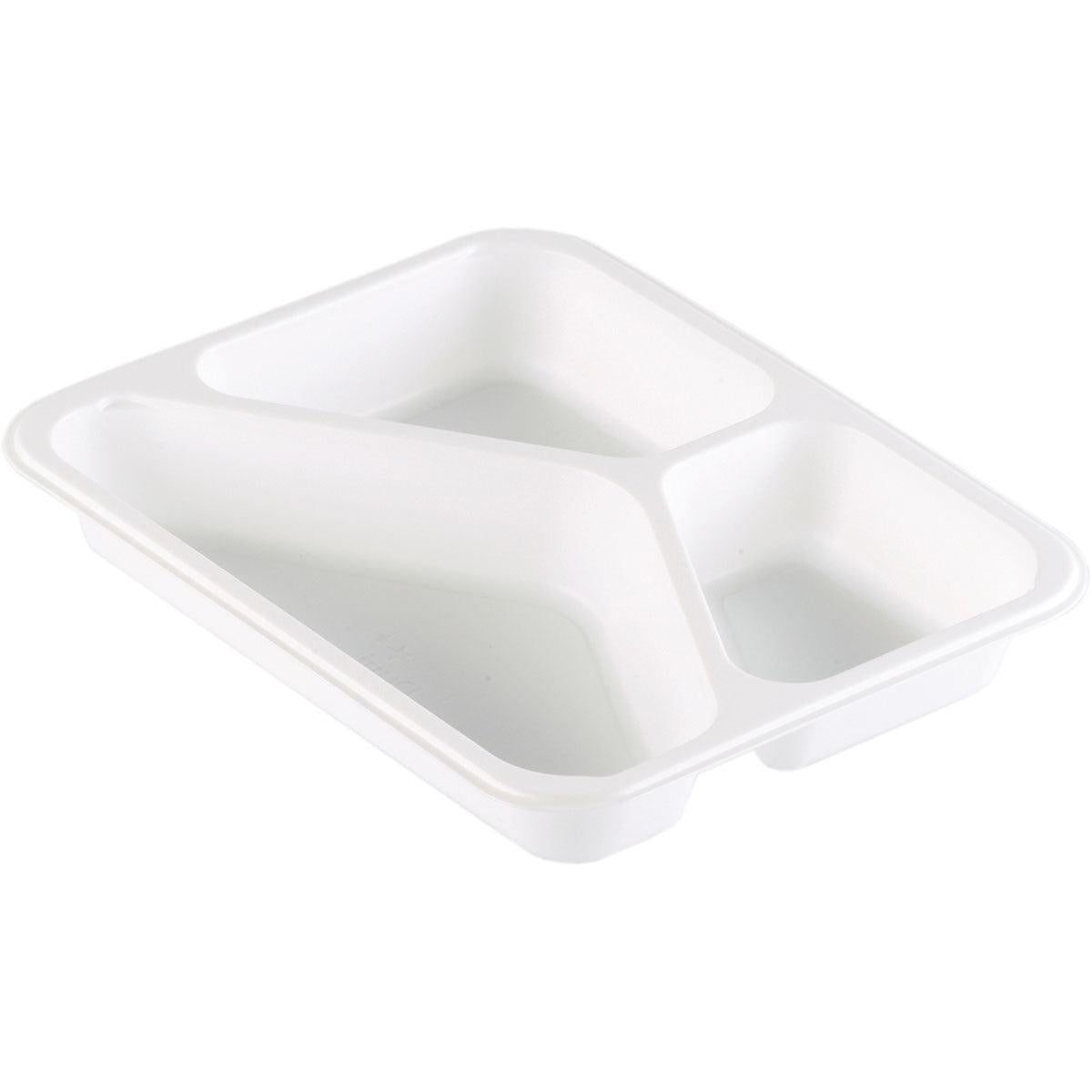 Duni GmbH:n PP-tarjotin Caterline 3 Valkoinen PP 227x178 on valkoinen, suorakulmainen tarjotin, jossa on kolme lokeroa - täydellinen catering-astiasto järjestettyyn ruoan jakeluun.