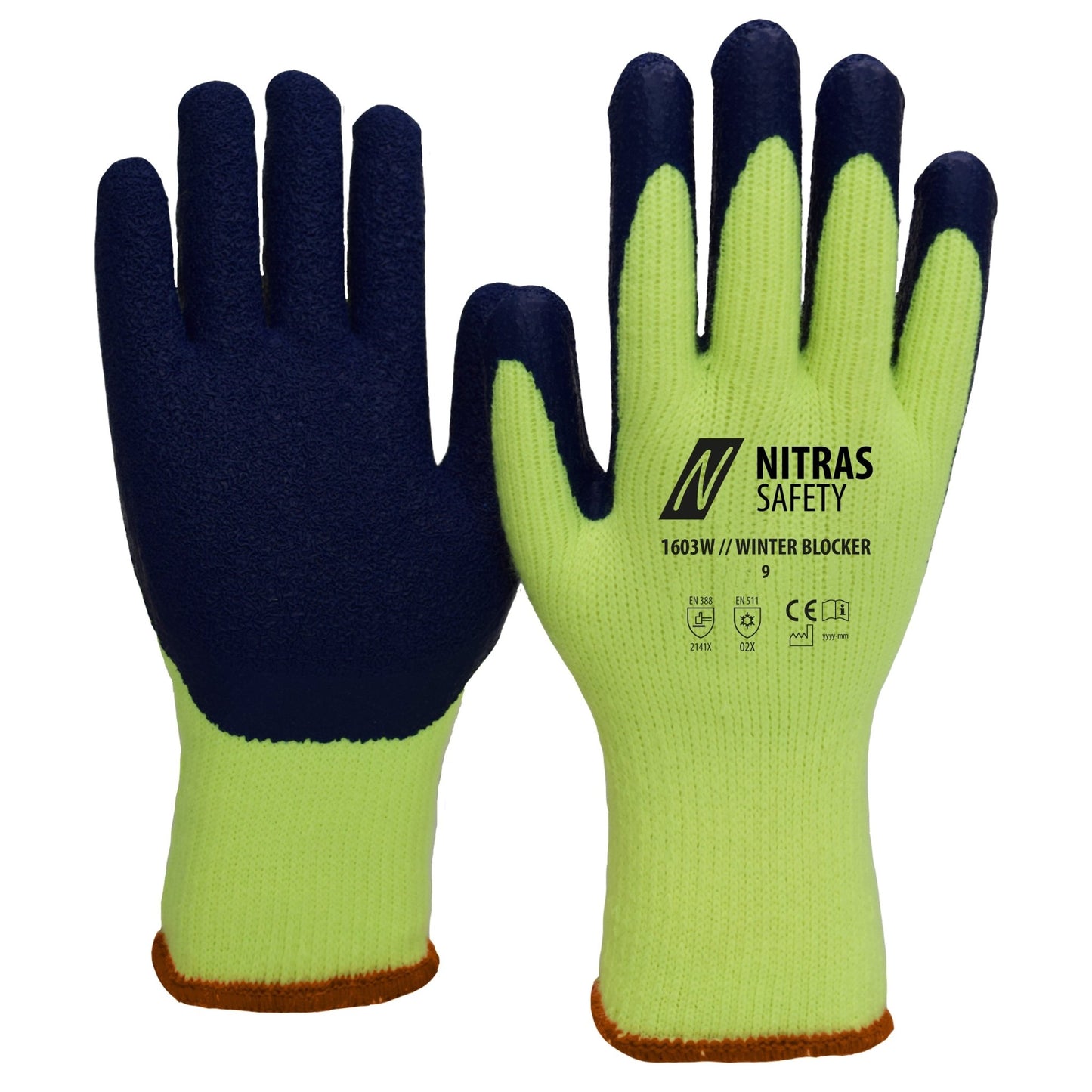 NITRAS WINTER BLOCKER, talvihanskat, neonkeltainen/sininen