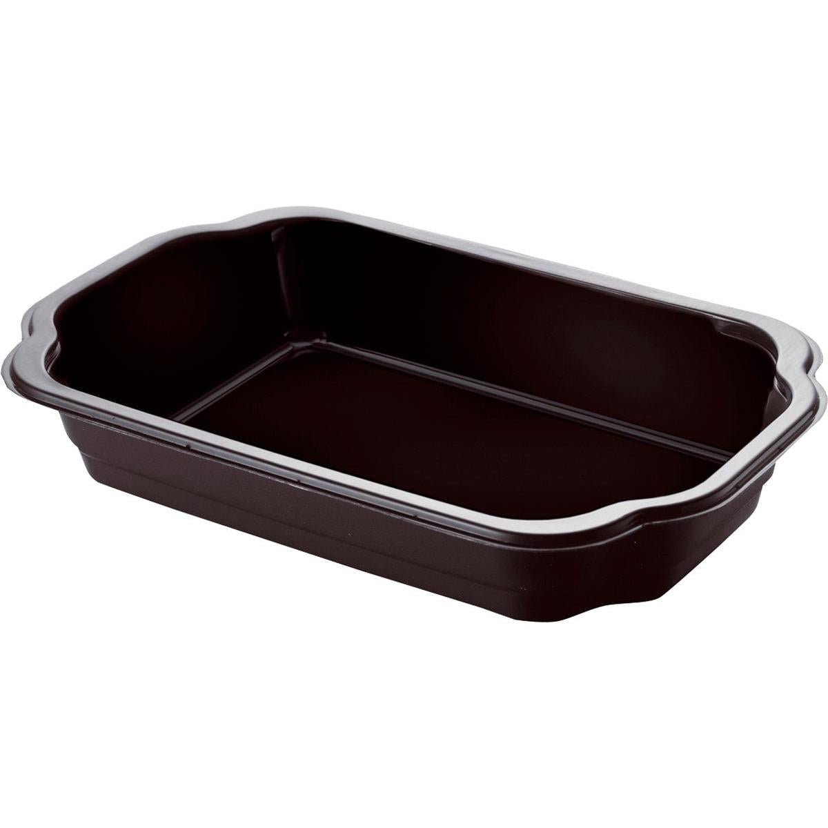 Kuvassa on Duni GmbH:n valmistama musta PP-kulho Take-Away Black PP/MIN -elintarvikesäiliö, joka on suorakulmainen, hieman koholla olevilla reunoilla ja pyöristetyillä kulmilla, mustana valkoisella taustalla.