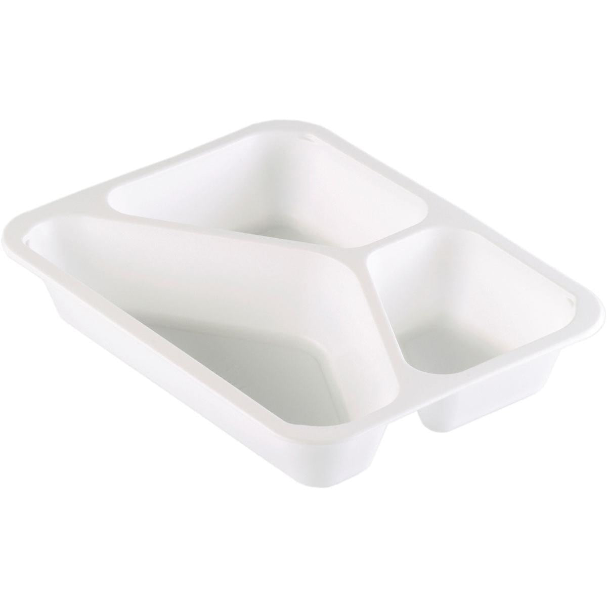Duni GmbH:n PP-tarjotin Caterline 3 Valkoinen PP 227x178, valkoinen, kolmiosainen tarjotin, on ihanteellinen catering-astiasto järjestettyyn ruoan esittelyyn.