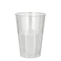 Läpinäkyvä Starpak Latte Macchiato -muovikuppi (0,3 l, 8 cm Ø, 11 cm korkea) kartiomaisilla sivuilla ja tasaisella pohjalla Starpak 30-lasien sarjasta, lasinkirkas pinta, esitetty yksinkertaista valkoista taustaa vasten.