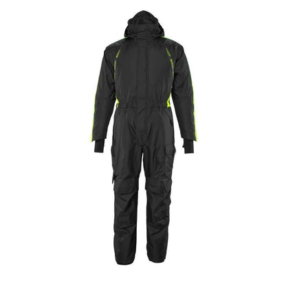 Haalari polvitaskuilla, kevyt talviyhdistelmä, musta/hi-vis keltainen