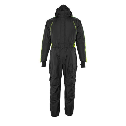 Haalari polvitaskuilla, kevyt talviyhdistelmä, musta/hi-vis keltainen