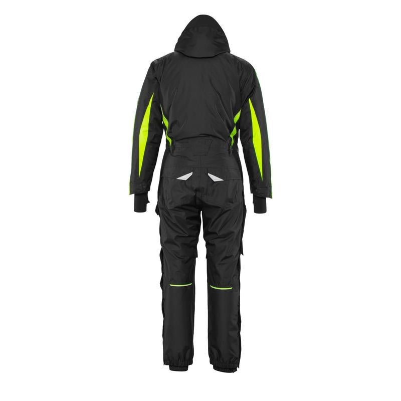 Haalari polvitaskuilla, kevyt talviyhdistelmä, musta/hi-vis keltainen