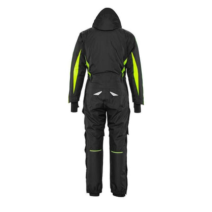 Haalari polvitaskuilla, kevyt talviyhdistelmä, musta/hi-vis keltainen