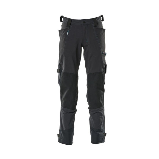 Housut polvitaskuilla Dyneema, stretch housut, musta-sininen