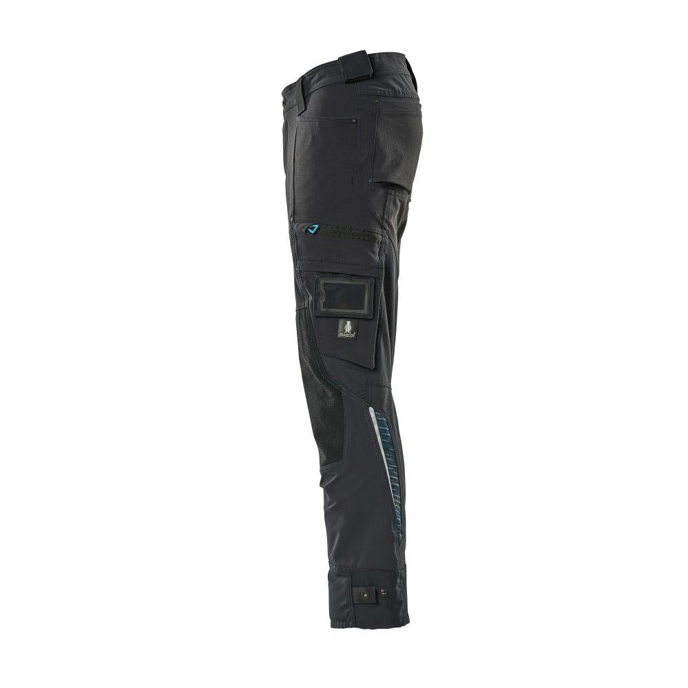 Housut polvitaskuilla Dyneema, stretch housut, musta-sininen