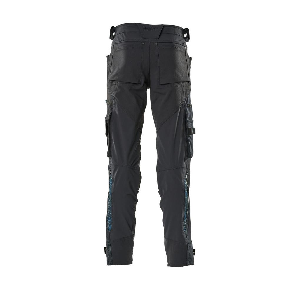 Housut polvitaskuilla Dyneema, stretch housut, musta-sininen