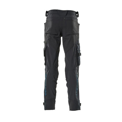Housut polvitaskuilla Dyneema, stretch housut, musta-sininen
