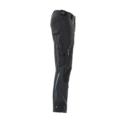 Housut polvitaskuilla Dyneema, stretch housut, musta-sininen